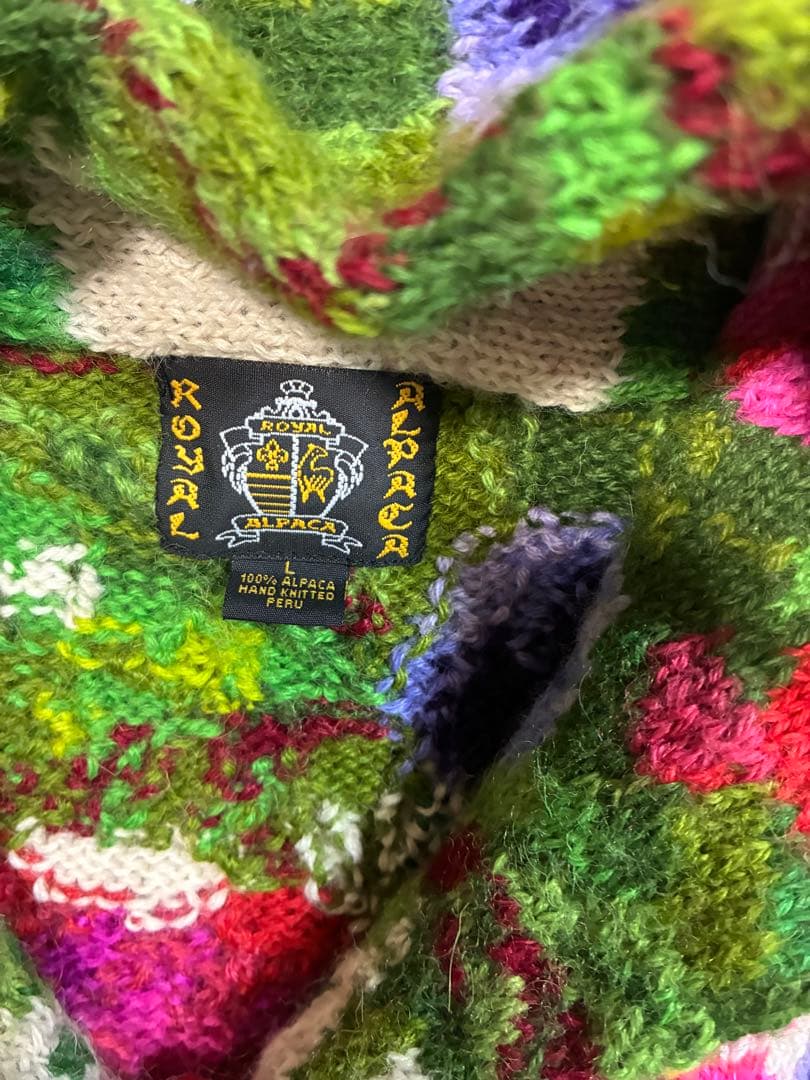 【入手困難】希少 最高級  ALPACA ニット 花柄カーディガン L