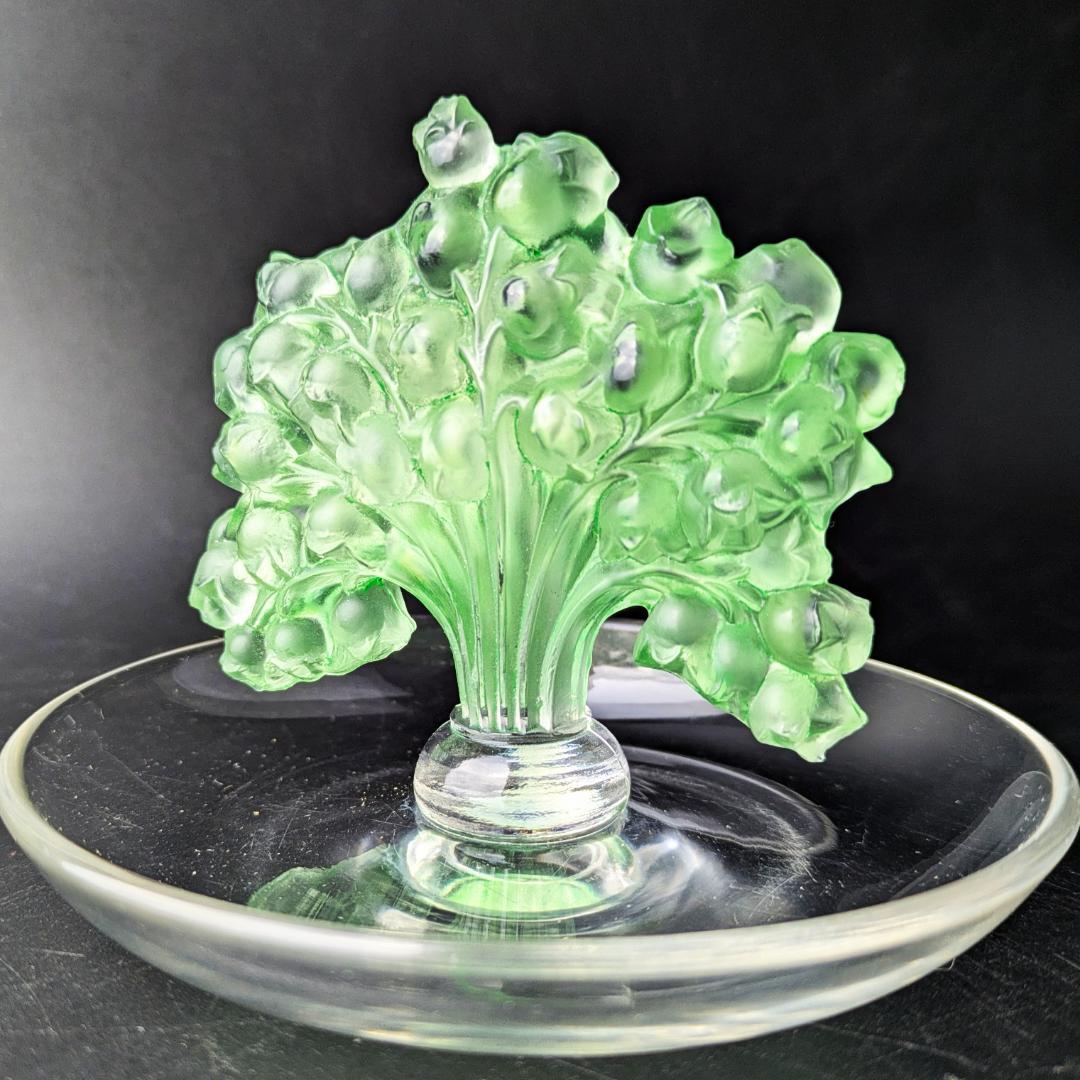 いちりんりんさん専用ルネ・ラリック幸運の鈴蘭ミュゲ緑彩パティナリングディッシュ希