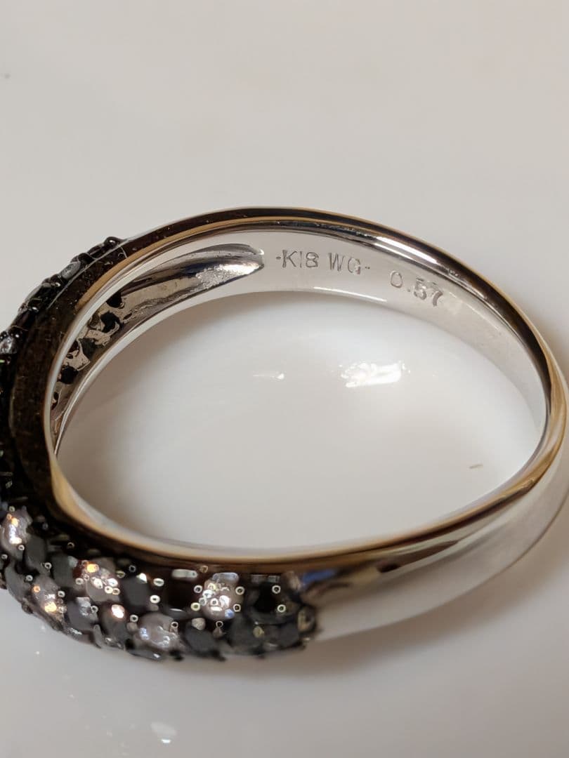 K18WG ブラックダイヤリング