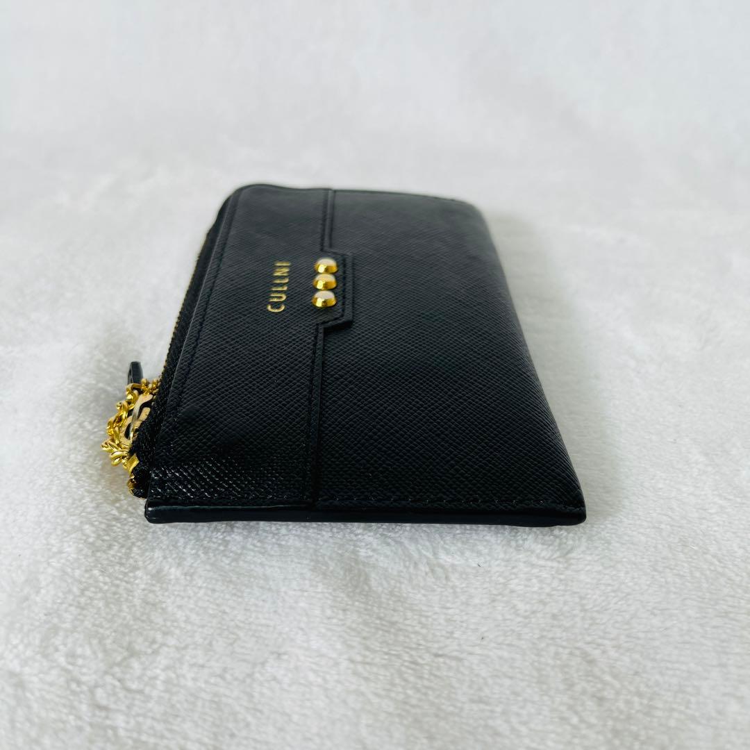 ✨美品✨CULLNI 財布 牛革 ブラック 無地 メンズ　小銭入れ