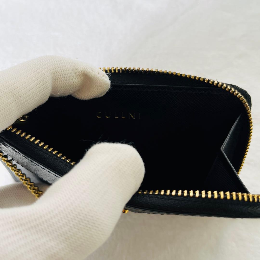 ✨美品✨CULLNI 財布 牛革 ブラック 無地 メンズ　小銭入れ