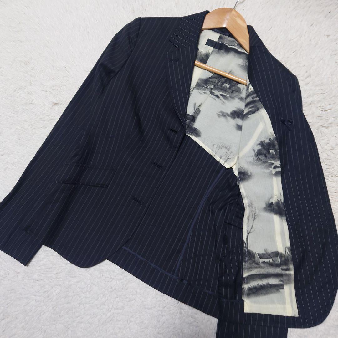 【希少】ポールスミス スーツセットアップ ストライプ 裏地総柄 シルク混