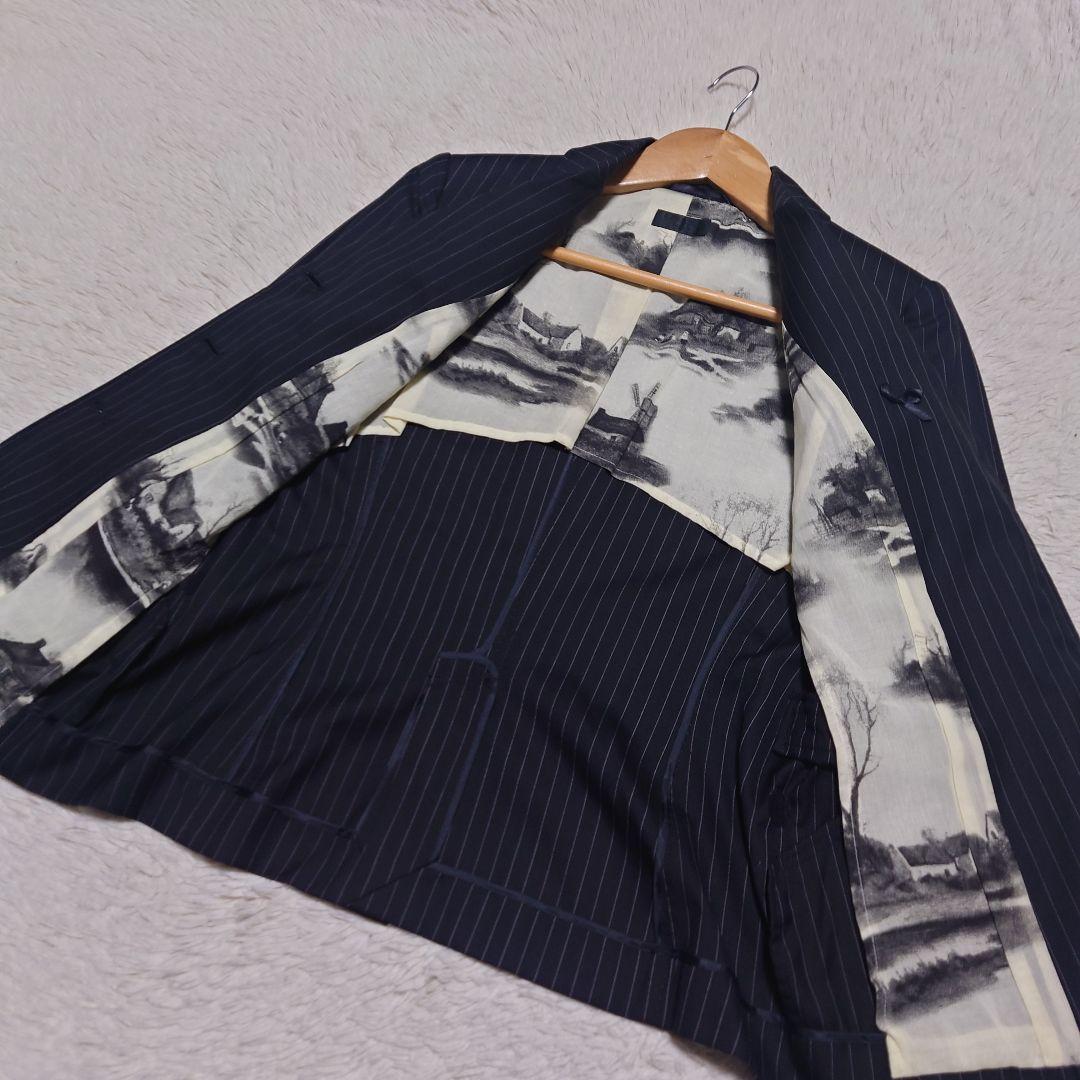 【希少】ポールスミス スーツセットアップ ストライプ 裏地総柄 シルク混