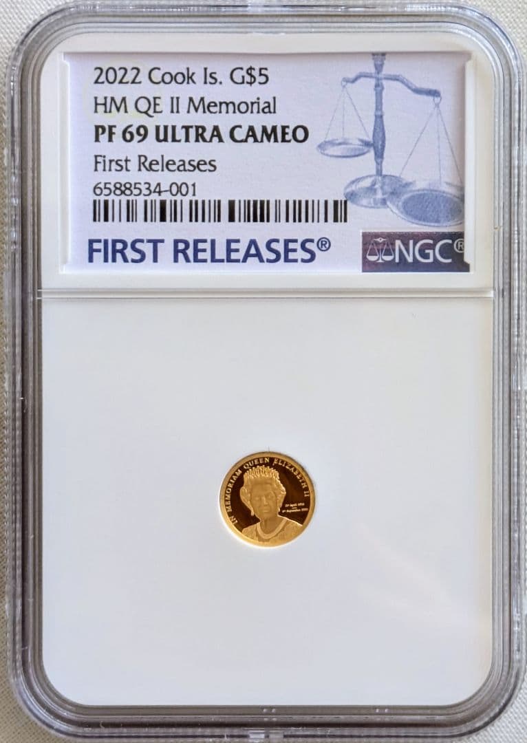2022年 エリザベス女王 追悼金貨 5ドル イギリス PF69 UC 純金