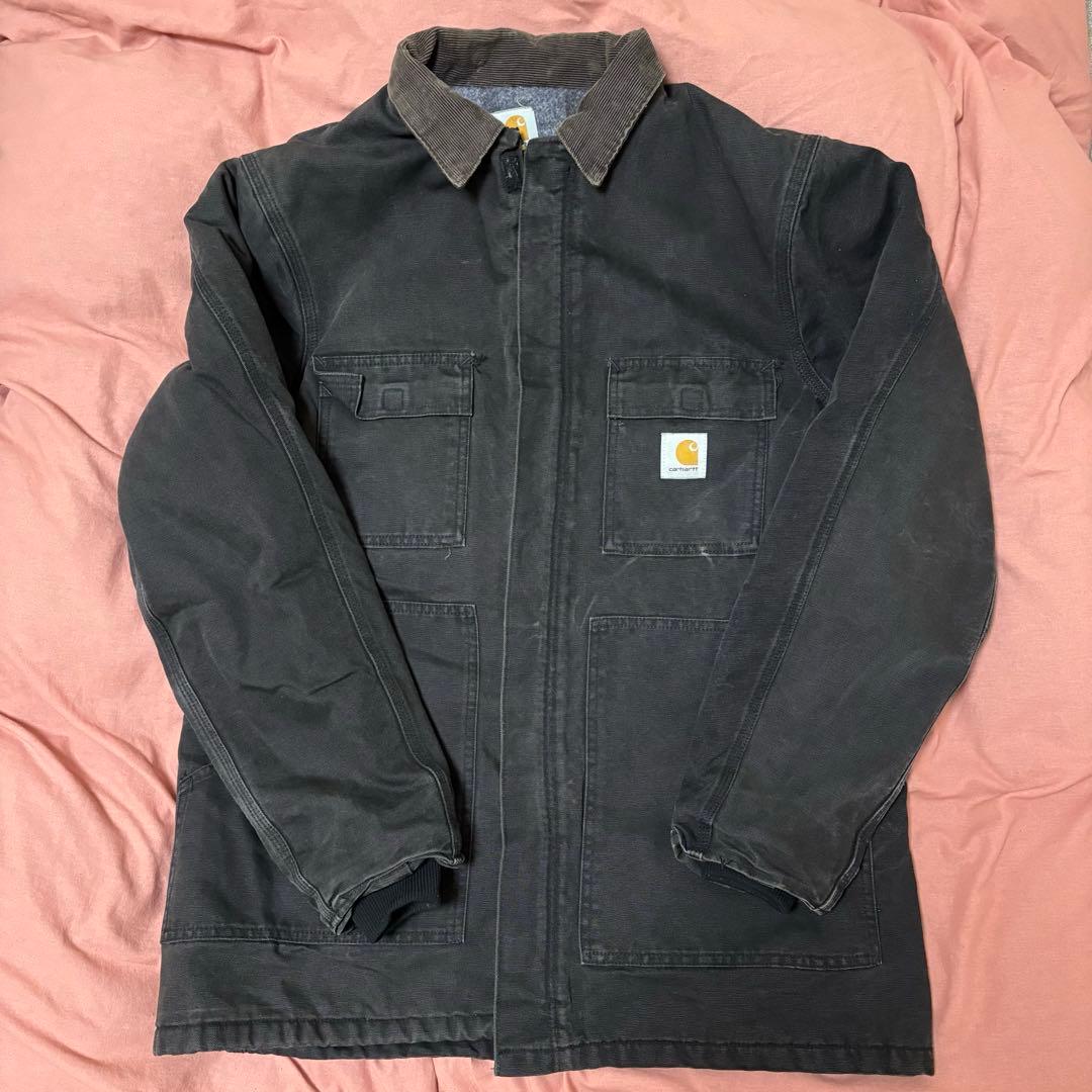 carhartt　トラディショナルコート　襟コーデュロイ　古着　ブラック　90s
