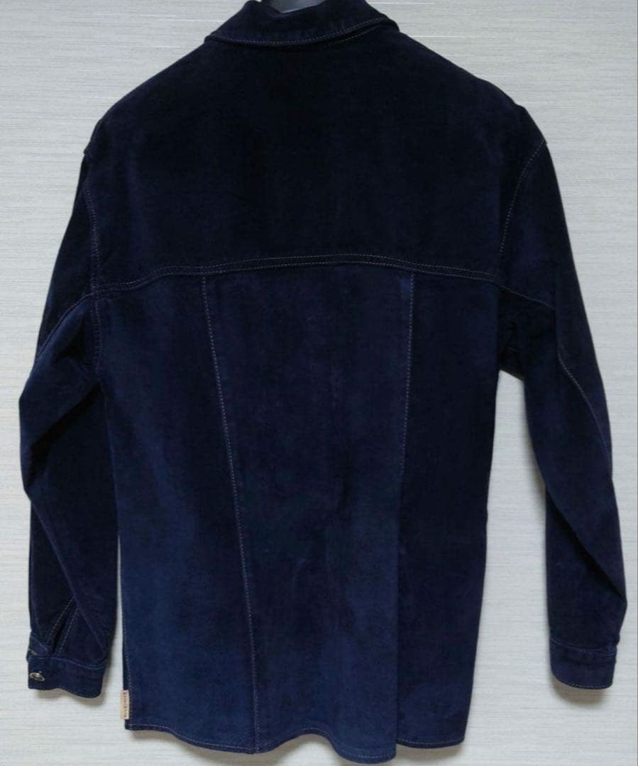 ヴィンテージ デニムシャツ風スエードレザーシャツ　ネイビー