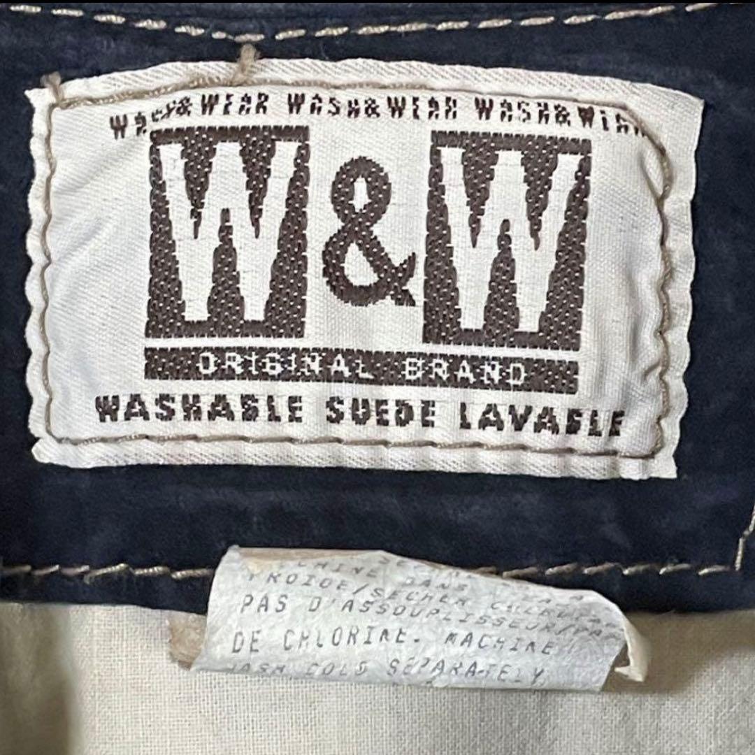 ヴィンテージ デニムシャツ風スエードレザーシャツ　ネイビー