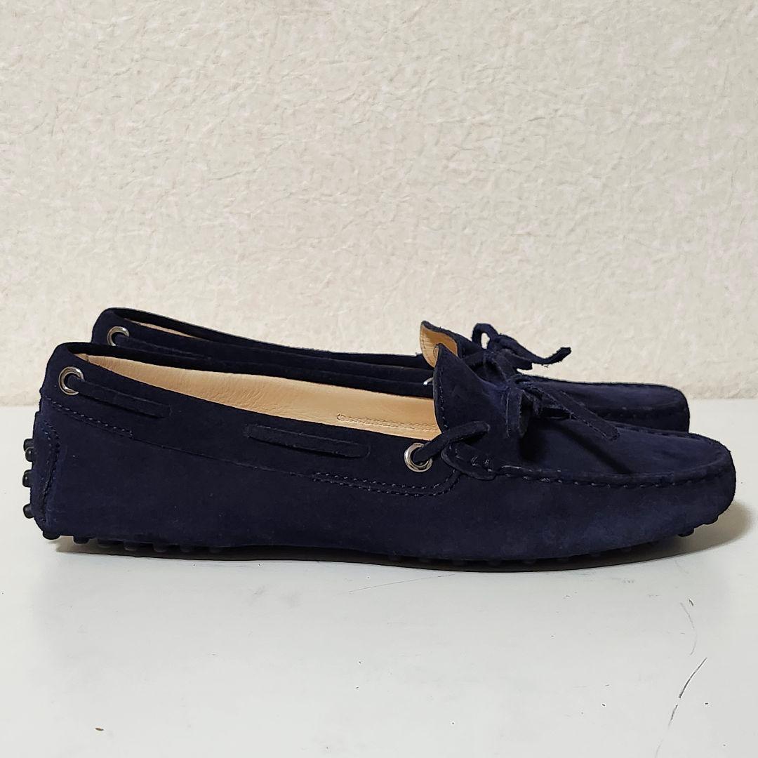 トッズ ドライビングシューズ 37 ネイビー ヌバック ゴンミーニ