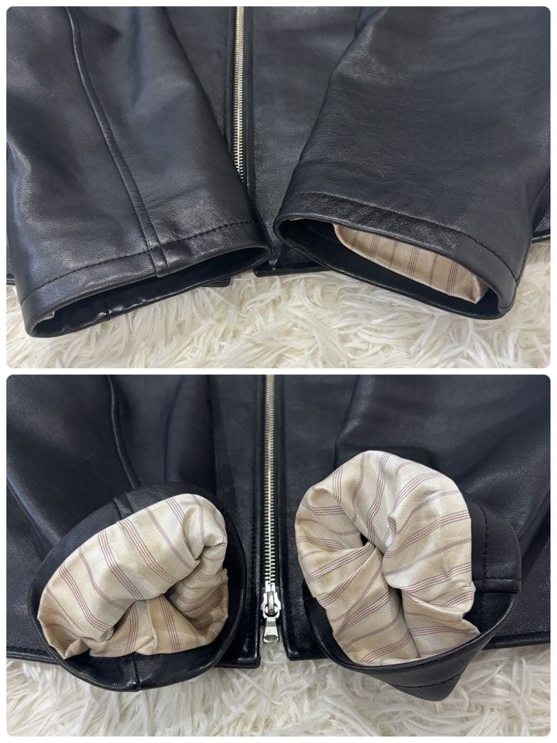 エディフィス XL ラムレザー シングルライダースジャケット 黒 大きいサイズ