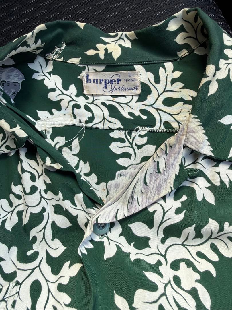 ヴィンテージ 40s vintage harper アロハシャツ L 緑
