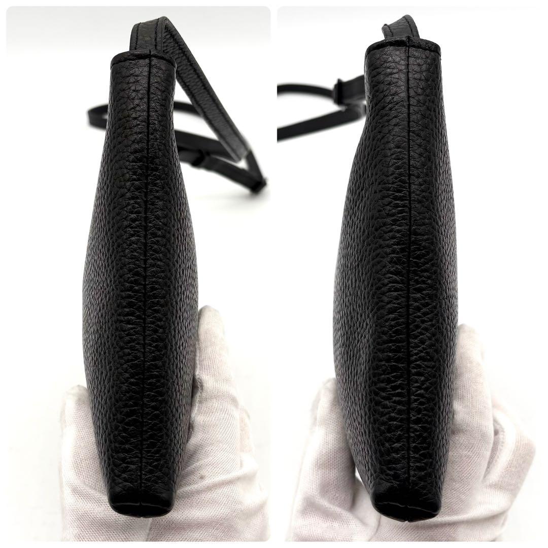 【極美品】ハッシュタグ ショルダーバッグ サコッシュ レザー 斜め掛け ブラック