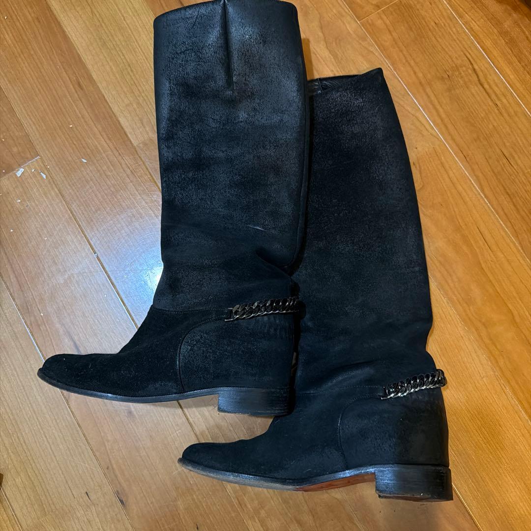 クリスチャンルブタン　ブラックスエードロングブーツ