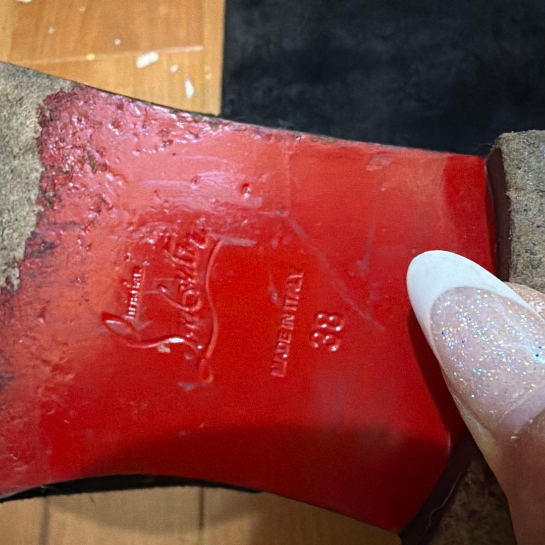 クリスチャンルブタン　ブラックスエードロングブーツ