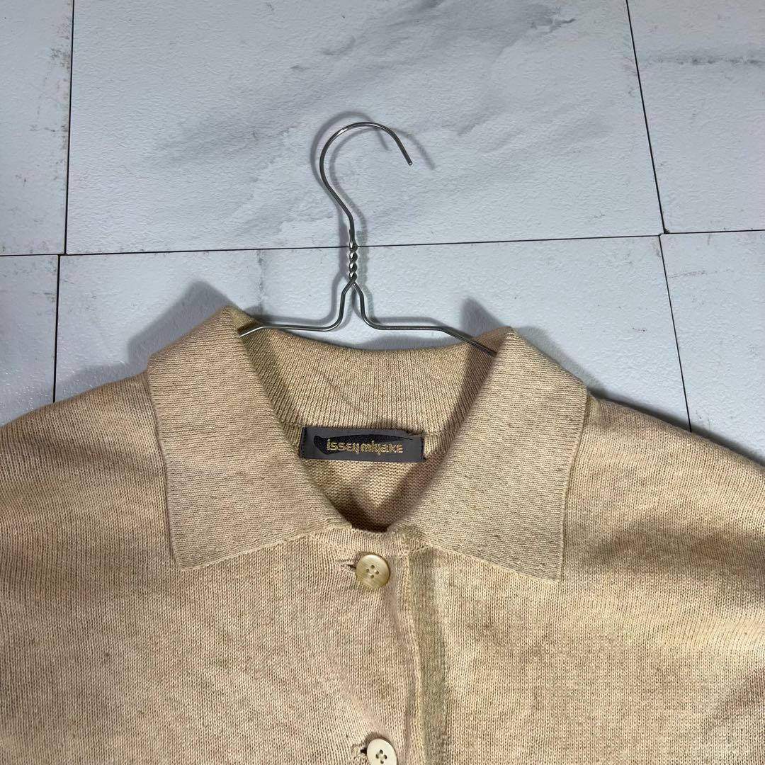 80s 筆タグissey miyake ニットポロ アシンメトリー M 変形