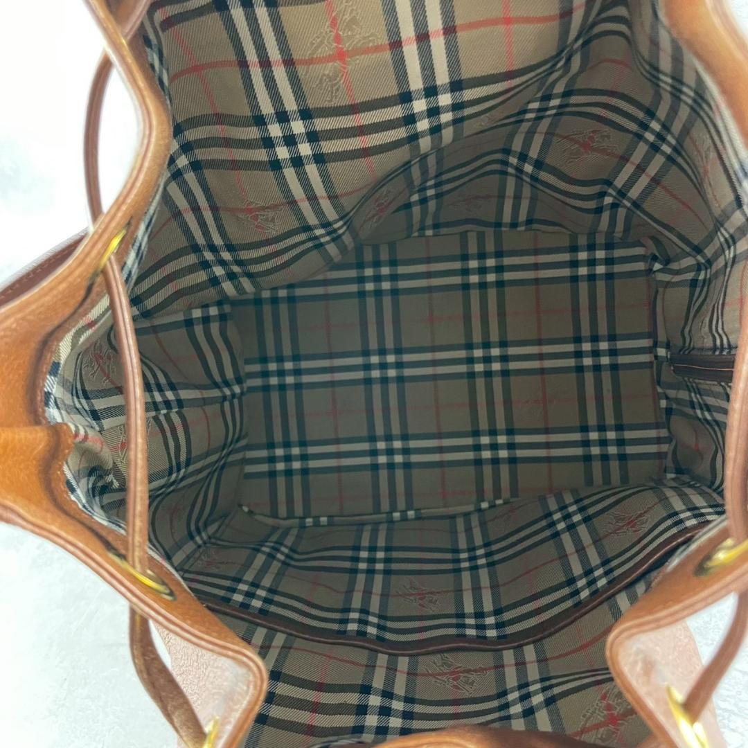 BURBERRY バーバリー 巾着ショルダーバッグ ノバチェック ポーチ付き本革