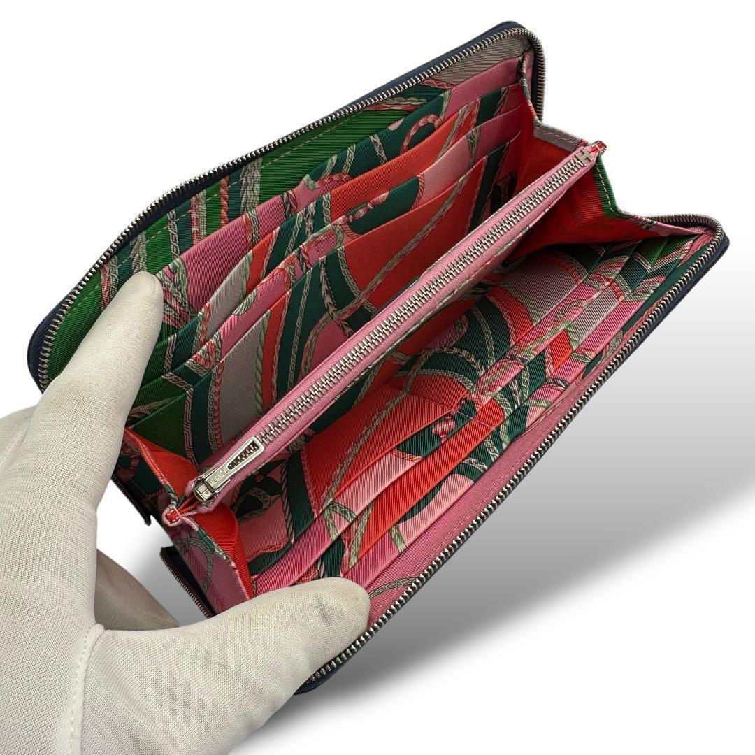 【極美品】エルメス アザップシルクイン ネイビー系 ラウンドファスナー C刻印