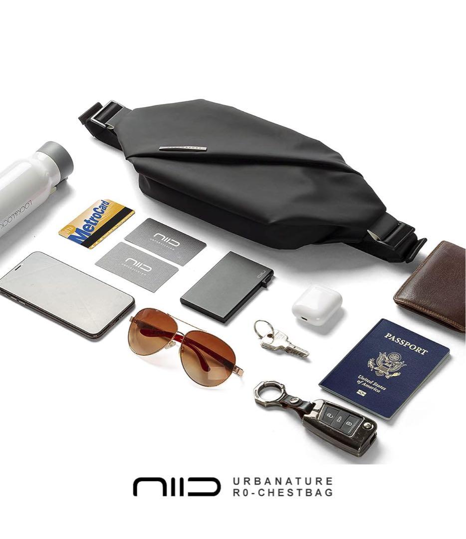 【niid】ブラック ボディバッグ スリムデザイン