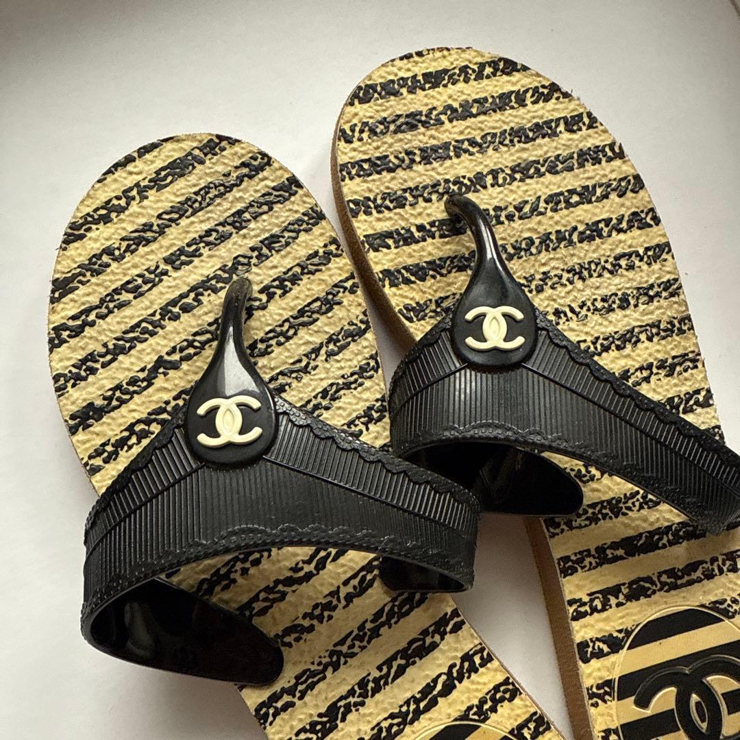 CHANEL ビーチサンダル サイズ39 ブラック/ベージュ