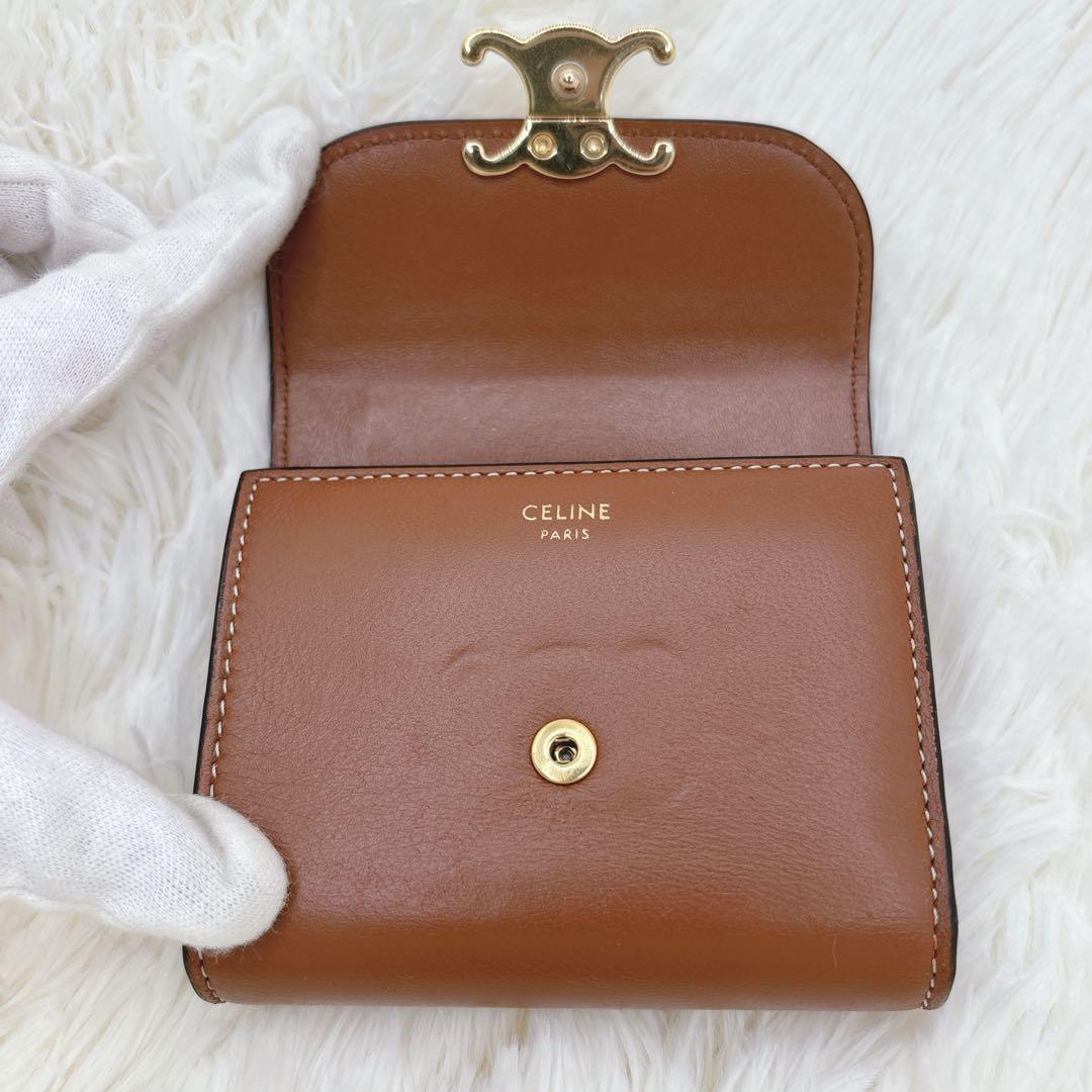 極美品✨CELINE トリオンフ スモールフラップウォレット 三つ折り ブラウン