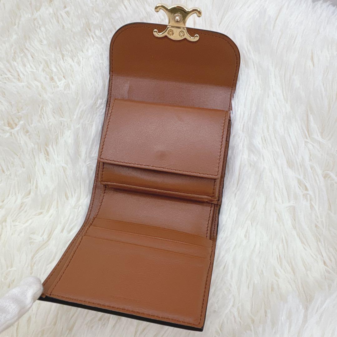 極美品✨CELINE トリオンフ スモールフラップウォレット 三つ折り ブラウン