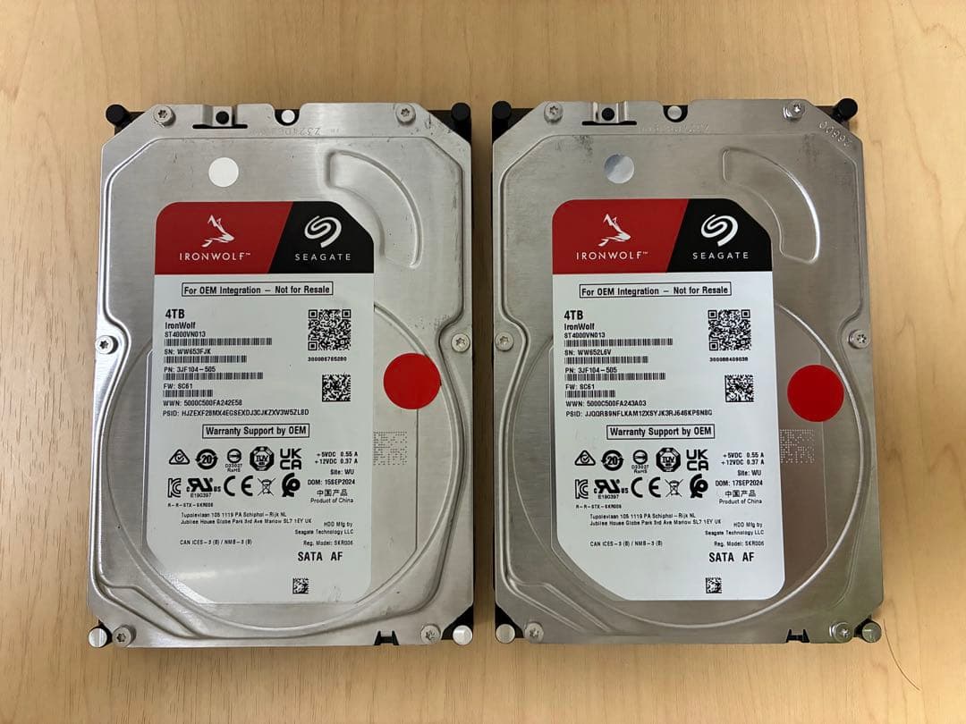 SEAGATE IronWolf 4TB ST4000VN013 2台セット