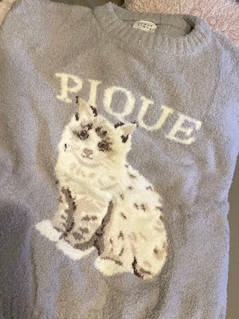 新品！ジェラピケお好きな方に！キャットのプルオーバーふわもこ上下セットピンク