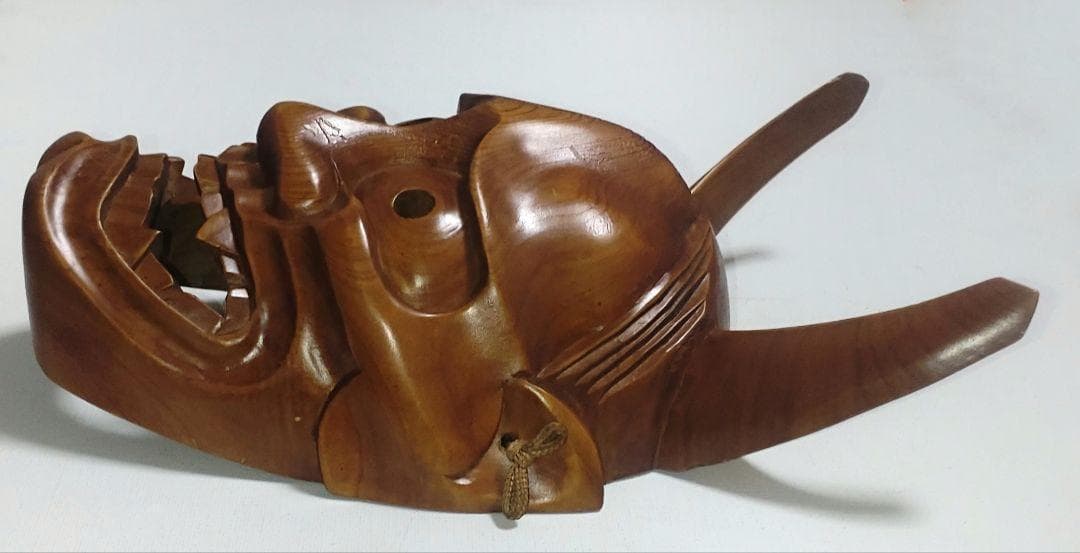 美品 稀少 一刀彫 一点物 般若面 木彫 能楽 能面 アンティーク