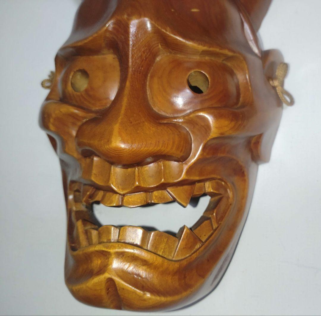 美品 稀少 一刀彫 一点物 般若面 木彫 能楽 能面 アンティーク