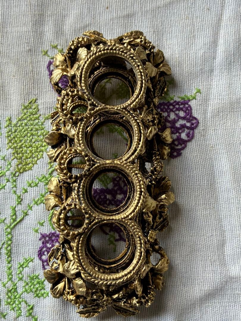 フランス　アンティーク　オルモル　リップスティック　ブラシ　ホルダー　真鍮　レア