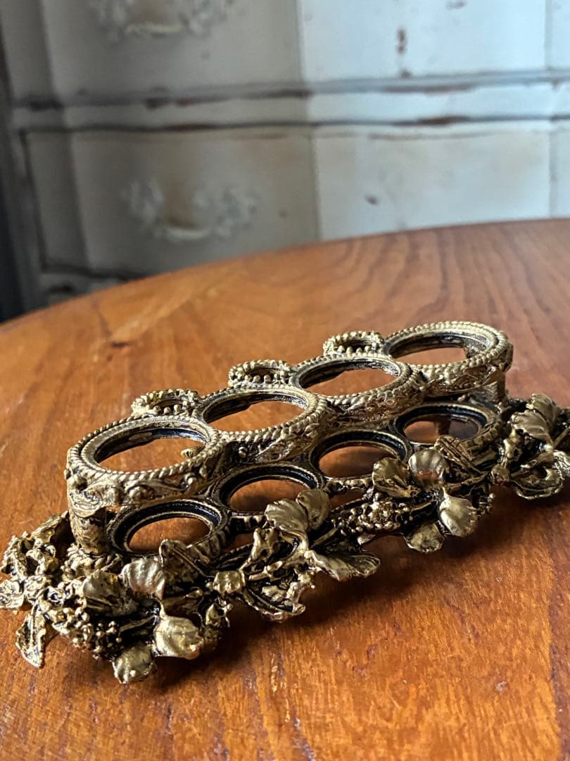 フランス　アンティーク　オルモル　リップスティック　ブラシ　ホルダー　真鍮　レア