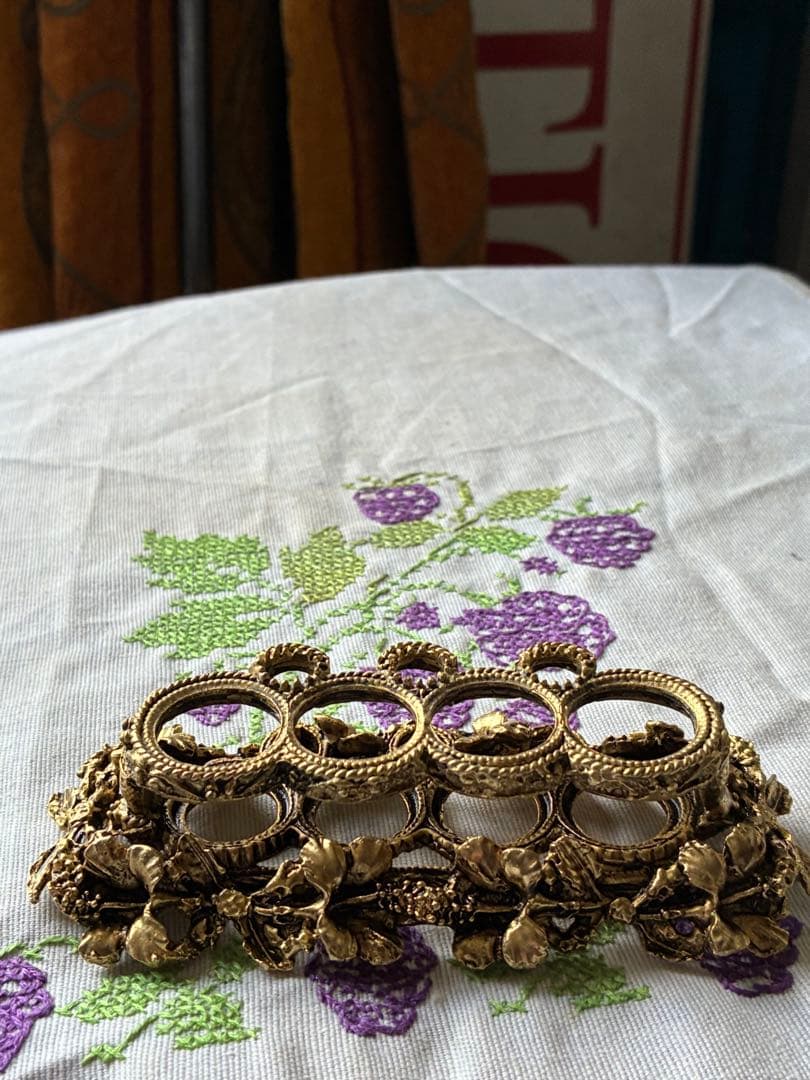 フランス　アンティーク　オルモル　リップスティック　ブラシ　ホルダー　真鍮　レア