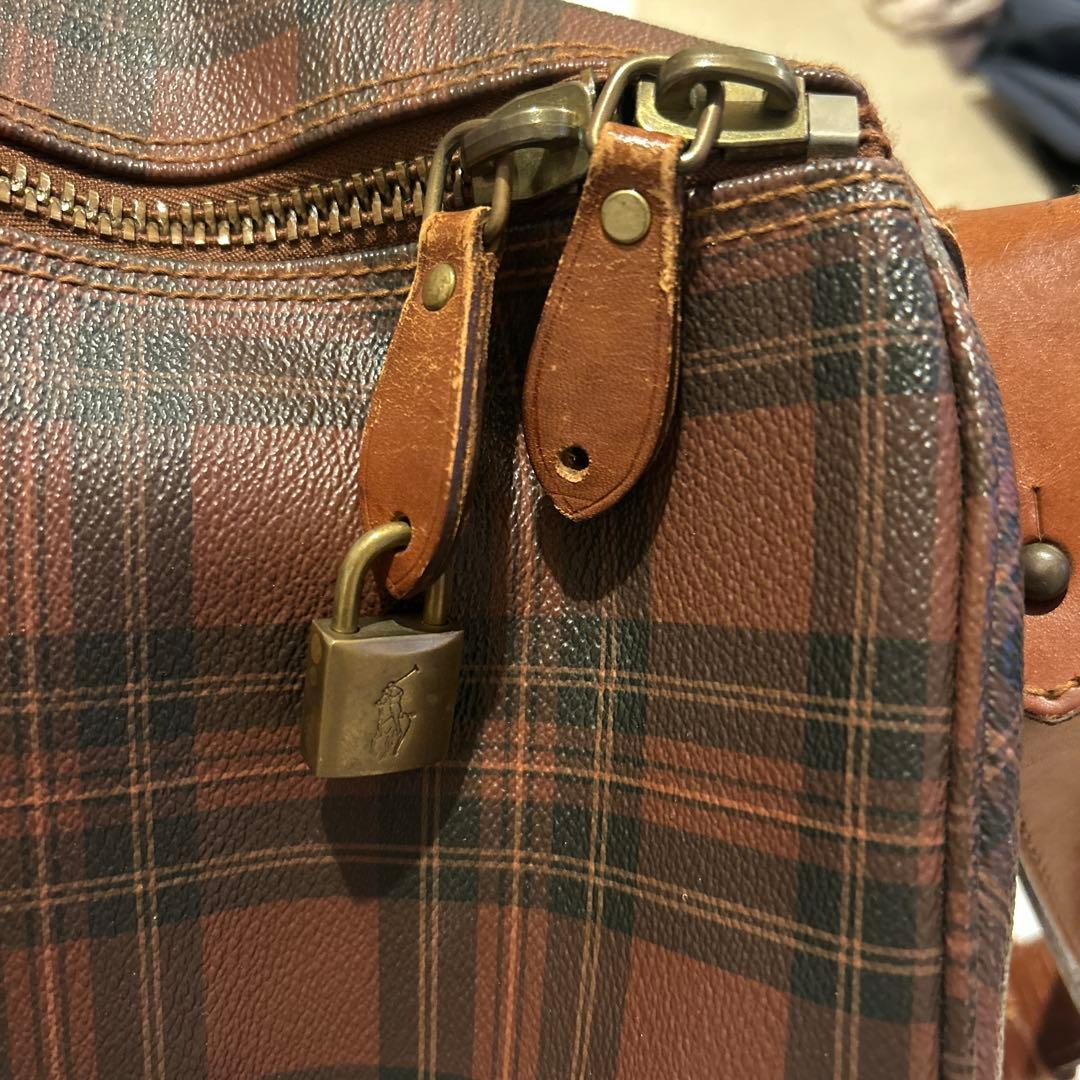 ラルフローレン　グレンチェック　チェック　ポロ　ボストンバッグ　ブラシ付