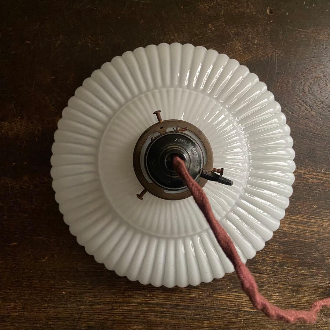 大正浪漫　電笠　乳白ガラス　アンティーク　天井照明