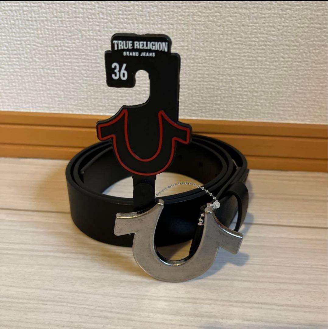 ベルト サイズ36 ブラック【新品タグ付き】トゥルーレリジョン　ベルト　黒