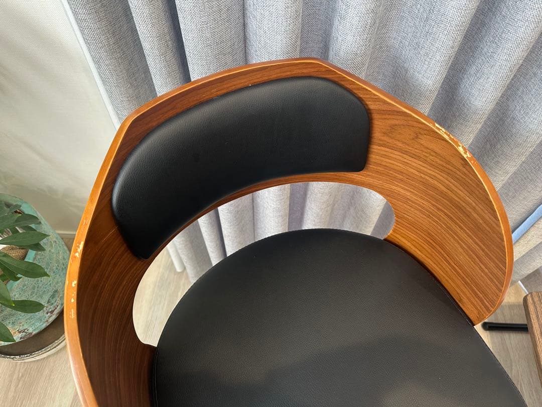 木目模様　ブラック　バーチェア　カウンターチェア　２セット