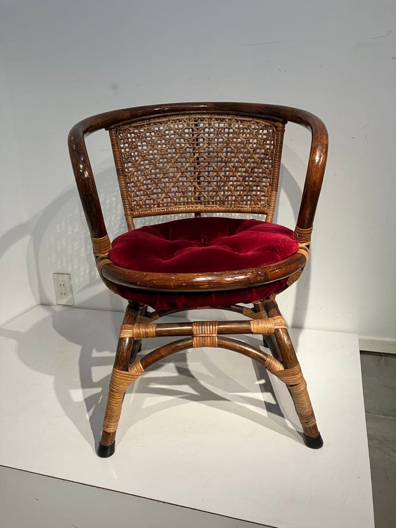 ヴィンテージ、ラタン、アームチェア、レトロ、和モダン、オールド、希少タイプ、