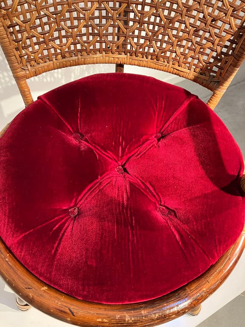 ヴィンテージ、ラタン、アームチェア、レトロ、和モダン、オールド、希少タイプ、