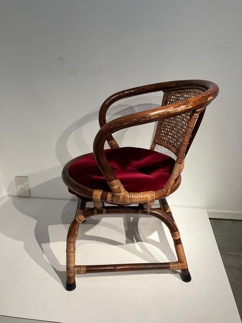 ヴィンテージ、ラタン、アームチェア、レトロ、和モダン、オールド、希少タイプ、