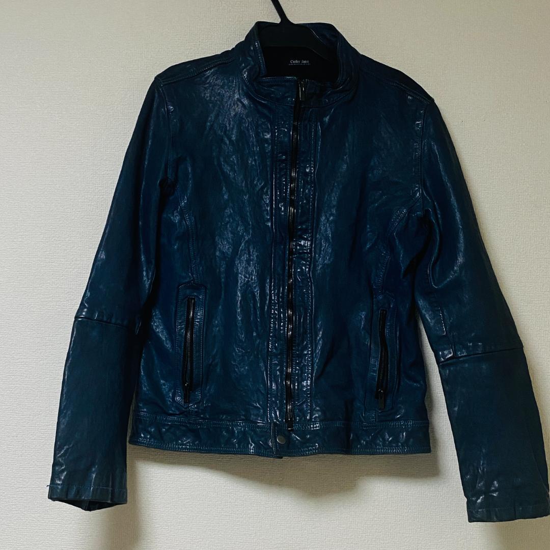 キャシージェーン シングルライダースジャケット ゴートレザー Lサイズ