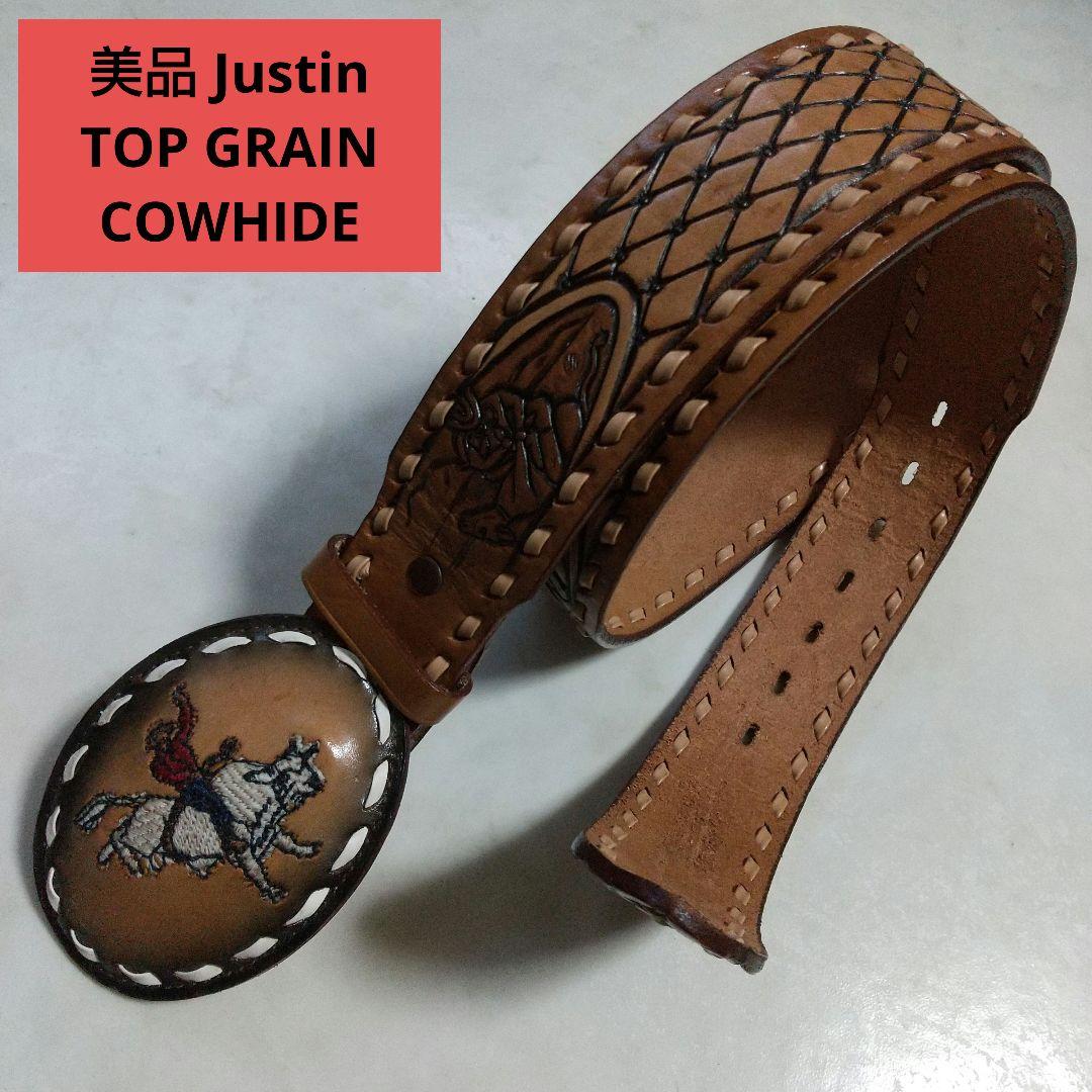 美品 Justin TOP GRAIN COWHIDE カウボーイ ベルト