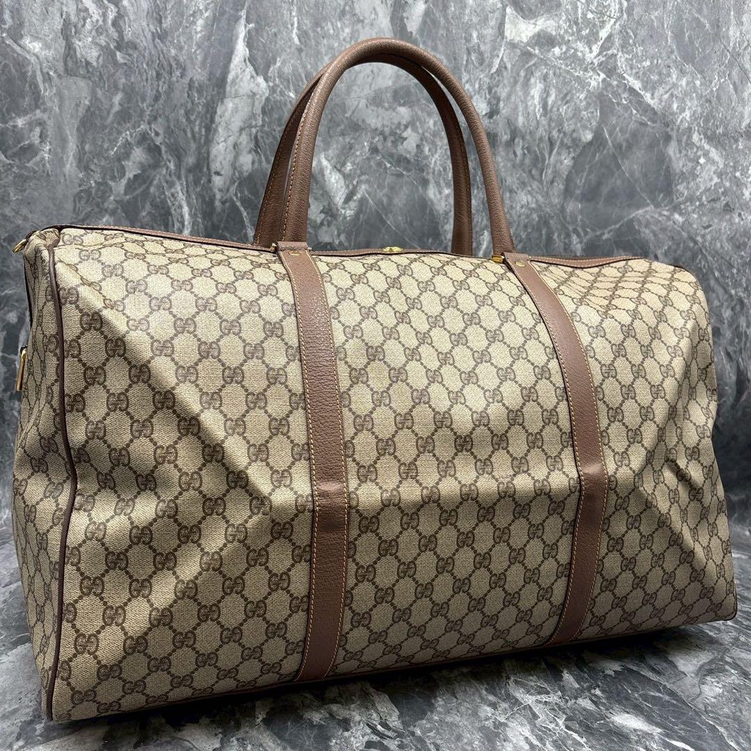 ✨美品✨GUCCI GG ボストンバッグ ベージュ ブラウン 金具 レザー ロゴ