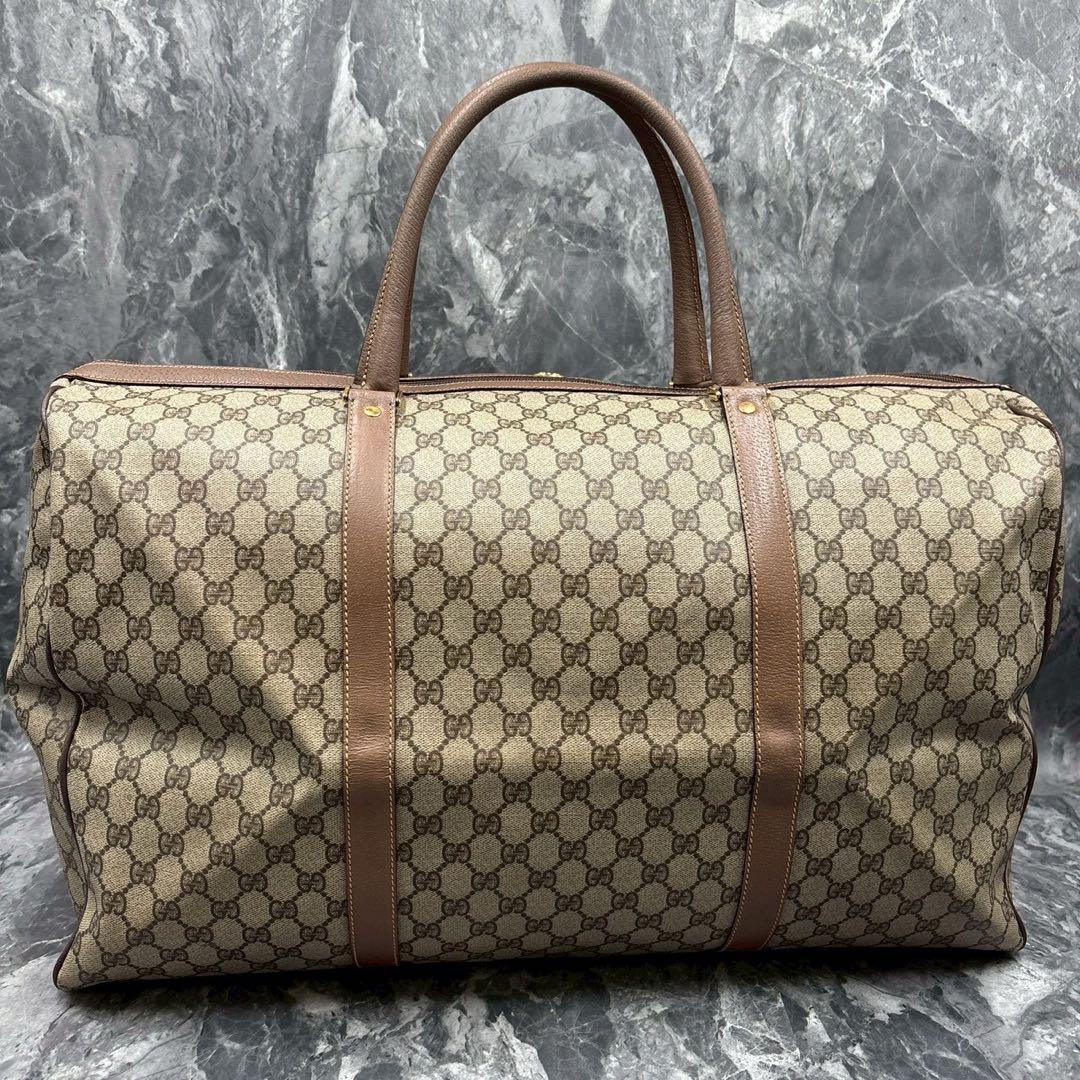 ✨美品✨GUCCI GG ボストンバッグ ベージュ ブラウン 金具 レザー ロゴ