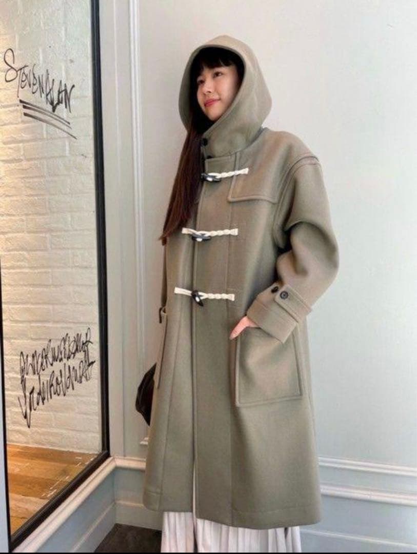 新品✨形綺麗　メルトン オーバー ダッフルコート　セージグリーン