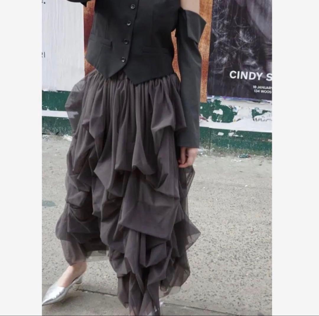 【正規品】THE TOE Iris tulle skirt グレー S