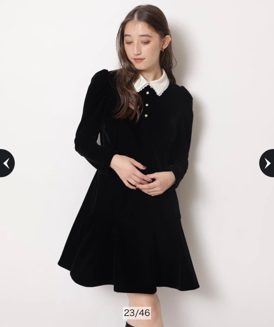 Rirandture ベルベットカラーミニワンピース　ブラック