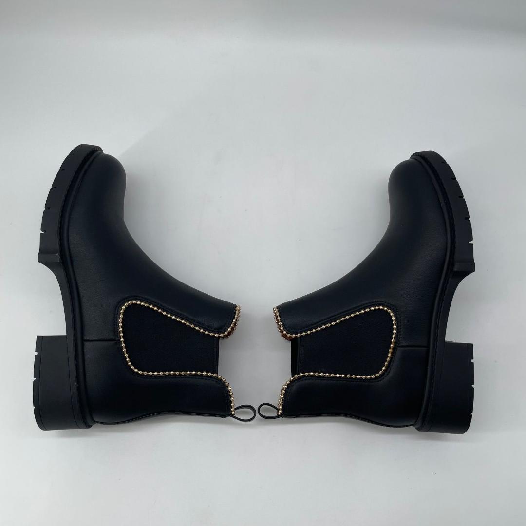 17113✨新品✨COACH ビジュー ショート サイドゴアブーツ 黒 レザー