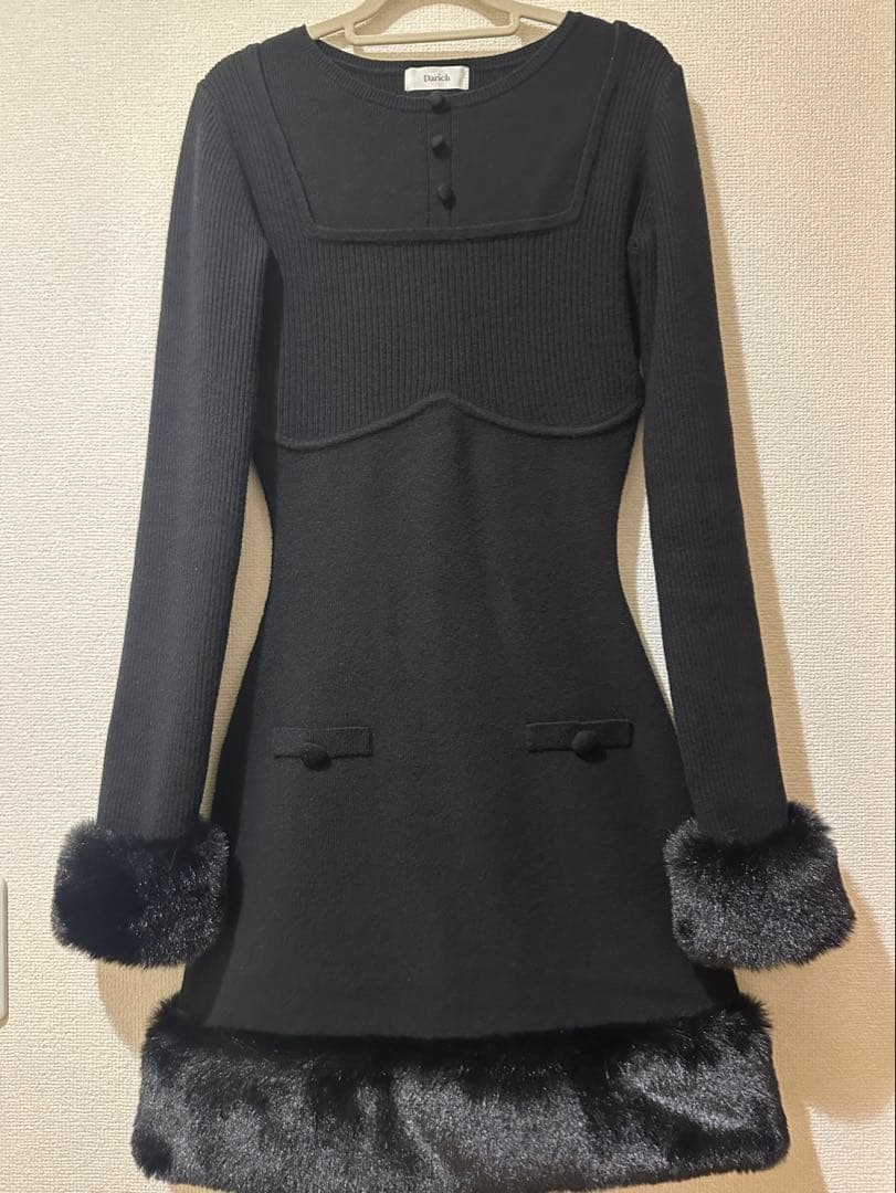 Darich ビジューケープニットミニワンピース F-L