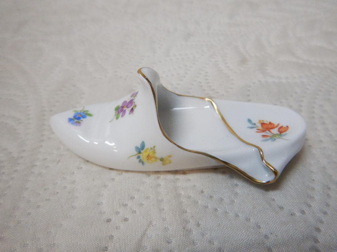 マイセン　花柄　靴型　小物入れ　 陶器製