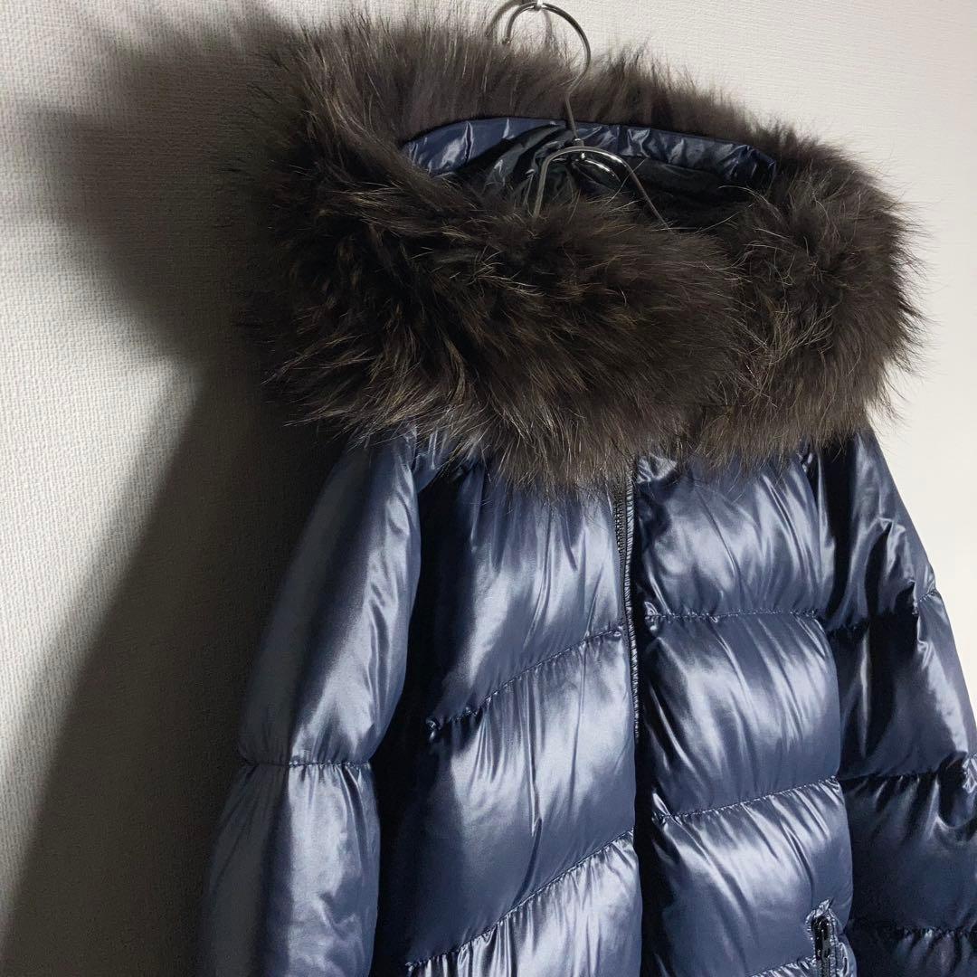 DUVETICA ファー付きダウンコート 紺 ネイビー 40.