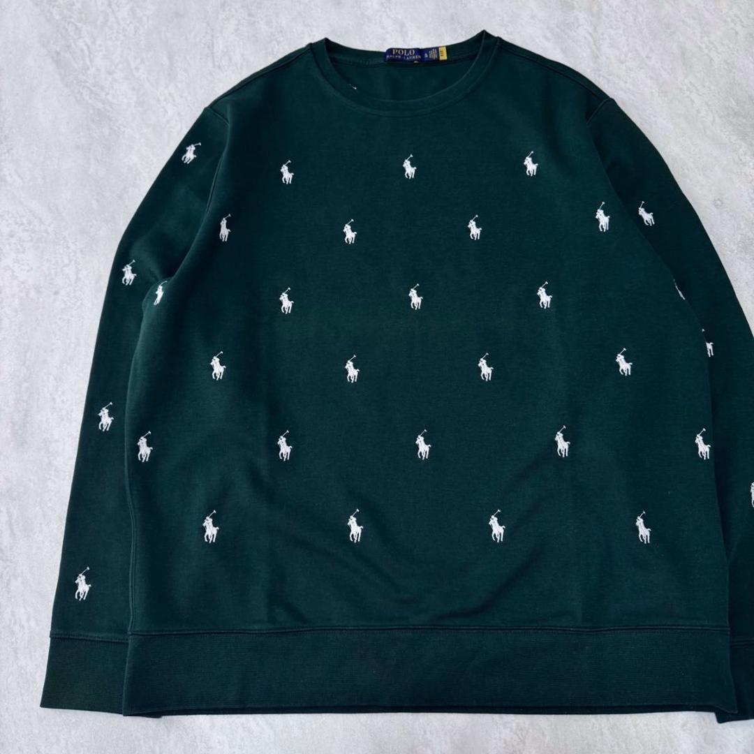 ラルフローレン 刺繍 総柄 XL スウェット トレーナー グリーン系 現行タグ
